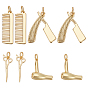 8Pcs 4 Styles Hairdressing Brass Pendants, with Jump Rings