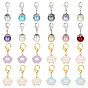 12шт. сплав эмалированные овцы подвесные украшения, с круглыми стеклянными жемчужными подвесками с застежкой-лобстером, для брелка, кошелек, украшение для рюкзака, маркер стежка