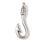 304 из нержавеющей стали застежками крюк, подвески рыболовный крючок, для изготовления кожаных браслетов, крюк, полированный