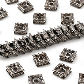 Латунные бусины разделители для поставки стразов, класс А, металлический черный , квадратный, 6x6x3 мм, отверстие : 1 мм