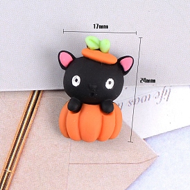 Opaque Resin Cabochons, for Hair Accessories, Halloween Theme, Cat with Pumpkin