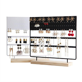 Iron Earring Display Stands, with Wooden Chassis, Rectangle