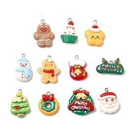 Рождественские подвески из непрозрачной смолы, с железной платиной петлей