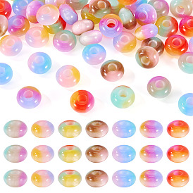 56 шт. 7 цвета трехцветные европейские бусины из смолы, бусины с большим отверстием, имитации кошачьего глаза , рондель