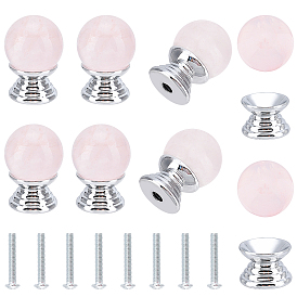 BENECREAT 8 Sets Aluminium Alloy Drawer Knobs with Screw, with 8Pcs Natural Quartz Crystal Beads, for Home, Cabinet