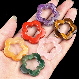 Gemstone Hollow Flower Pendants, Plum Blossom Flower Charms