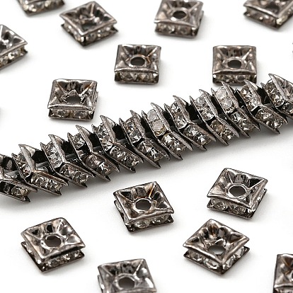 Латунные бусины разделители для поставки стразов, класс А, металлический черный , квадратный, 6x6x3 мм, отверстие : 1 мм