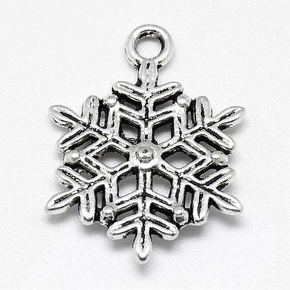 Pendentifs en alliage de style tibétain, flocon de neige, sans cadmium et sans plomb