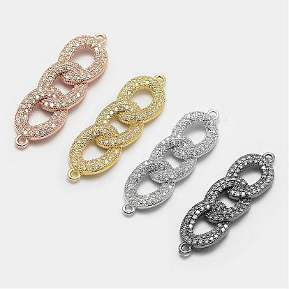 Brass Micro Pave Cubic Zirconia Links, Rings, Cadmium Free & Lead Free & Nickel Free