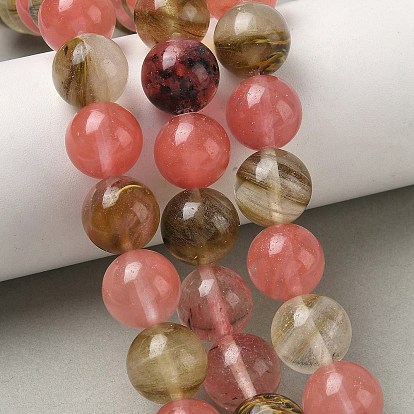 Вишневого кварца стеклянные бусы пряди, круглые