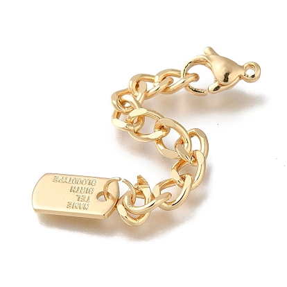 Brass Ends with Chains, Cadmium Free & Nickel Free & Lead Free, with Rectangle Charms