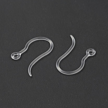 Transparent Resin Earring Hooks, with Horizontal Loops