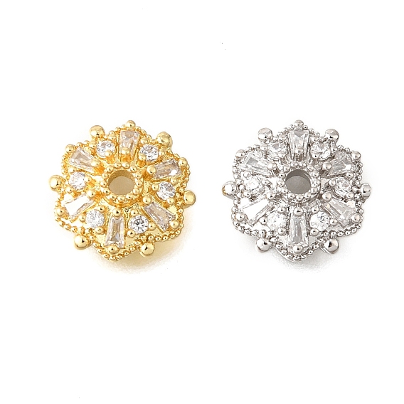 Колпачки для бусин из прозрачного кубического циркония с микропаве из латуни, долговечный, без кадмия и без свинца, стойки покрытие