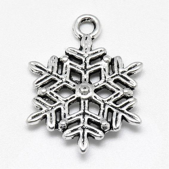 Tibetan Style Alloy Pendants, Snowflake, Cadmium Free & Lead Free