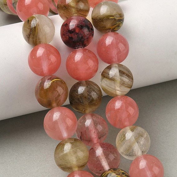 Вишневого кварца стеклянные бусы пряди, круглые