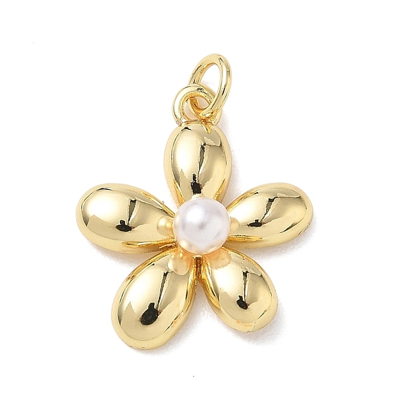 Подвески из латунного АБС-пластика с жемчугом, , стойки покрытие, долговечный, без кадмия и без свинца