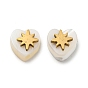 Natural Shell Heart Beads, with 304 Stainless Steel Star Ornament
