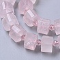 Natural Rose Quartz Beads Strands, Faceted, Column