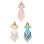 3Pcs 3 Colors Glass Seed Beaded Angel Pendants, with Glass & Tassels