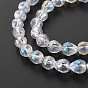Electroplate Transparent Glass Beads Strands, AB Color Plated and Faceted, Teardrop