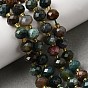 Natural Indian Agate Beads Strands, Faceted Rondelle Beads, with Seed Beads