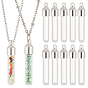 12Pcs 2 Style Clear Glass Tube Wish Bottle Pendants, with Alloy Cap and Rubber
