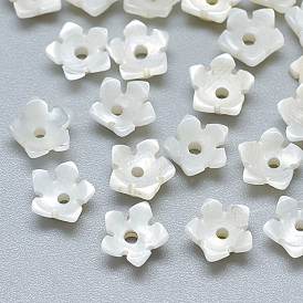 Perles naturelles de coquillages blancs, perles en nacre, fleur