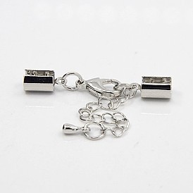 Латунный удлинитель цепи, с концами шнура и застежкой «лобстер», 36 мм, отверстие : 4 мм