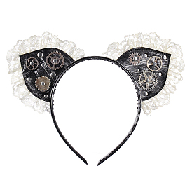 Cat Ear Cloth Hair Band, Vintage Gothic Punk Gear Hair Band, for Carnival Halloween Costume Ball Dance Party