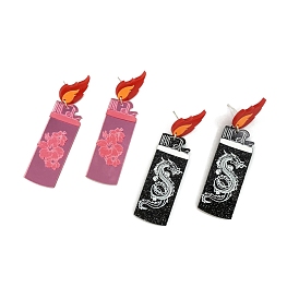 Alloy Dragon Lighter Dangle Stud Earrings, Gothic Jewelry for Women