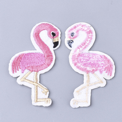 Computerized Embroidery Cloth Iron On Patches, Costume Accessories, Appliques, Flamingo Shape