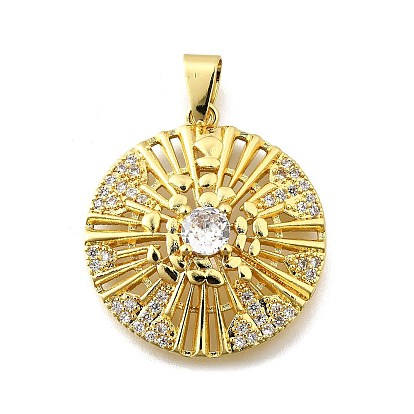 Латунные микро проложить кубического циркония подвески, плоско-круглые