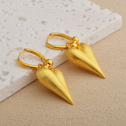 Двухцветные латунные серьги-кольца для женщин, сердце