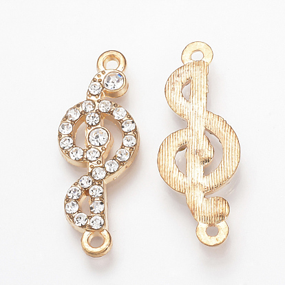 Alloy Rhinestone Links Connectors, Treble Clef