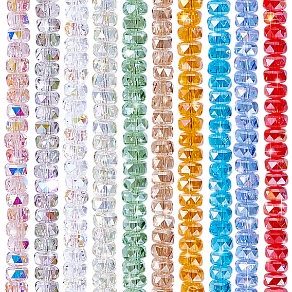 200 шт 10 цвета гальванические стеклянные бусины, рондель, граненые