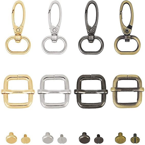 Alloy Swivel Lobster Claw Clasps, Swivel Snap Hook, Iron Adjuster Slides Buckles, Roller Pin Buckles Slider Strap Adjuster, for DIY Belt Accessories