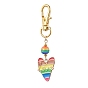 Alloy Enamel Pendant Decorations, with Resin Beads. Rainbow Color Pride
