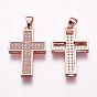 Латунные микро проложить кубического циркония подвески, крестик