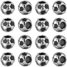 30шт. футбольный мяч с большим отверстием, сплав, эмаль, европейские бусины, спортивные бусы