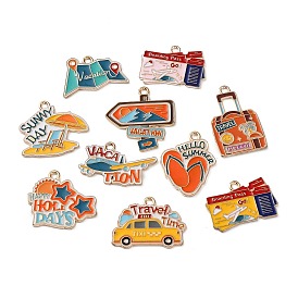 Подвески из эмалевого сплава для отпуска, брелоки для карт/чемоданов/авиабилетов, золотые