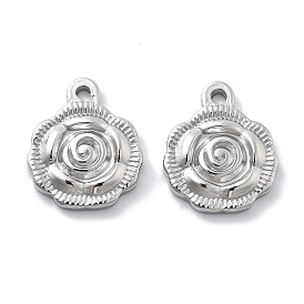 304 Stainless Steel Pendants, Rose Charm