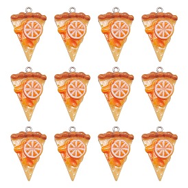 Непрозрачные подвески смолы, с петлями из платинового сплава, имитация еды, треугольная пицца