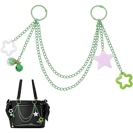 Cadena de hierro con dije de estrella de acrílico para bolso, cadenas decorativas, con cierres de llavero de aleación