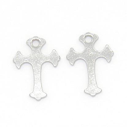 Trendy 304 Stainless Steel Cross Pendants, 12x9x0.9mm, Hole: 1mm