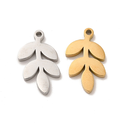 Ion Plating(IP) 304 Stainless Steel Pendants, Leaf Charms