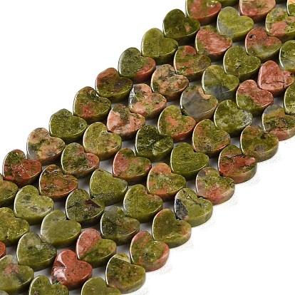 Natural Unakite Beads Strands, Heart