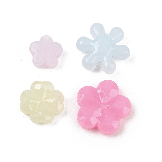 Пластиковые бусины, имитация желейных бусин, цветок / клевер