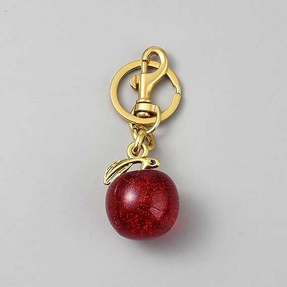 Брелок из смолы с кольцом из цинкового сплава для брелка, кошелек, украшение для рюкзака, золотые, темно-красный
