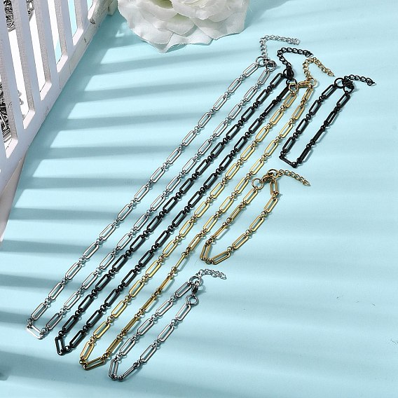 304 Наборы украшений из скрепок из нержавеющей стали: браслет и ожерелье., с карабин-лобстерами 