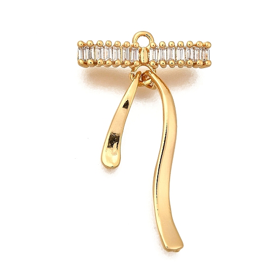 Латунные микро проложить кубического циркония подвески, бантом, долговечный, без никеля , реальный 18 k позолоченный